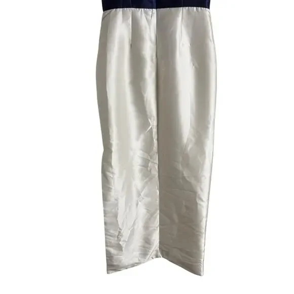 Kay Unger Hailey Colorblock Sleeveless 3D Bow Side Slit Navy Ivory Dress Size 10 - Picture 12 of 15